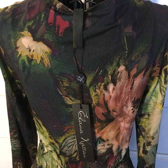 Elana Kattan floral draped dress, sz.S, NWT - Picture 3 of 8